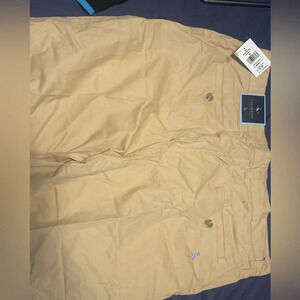 Brand-new tan chino shorts.